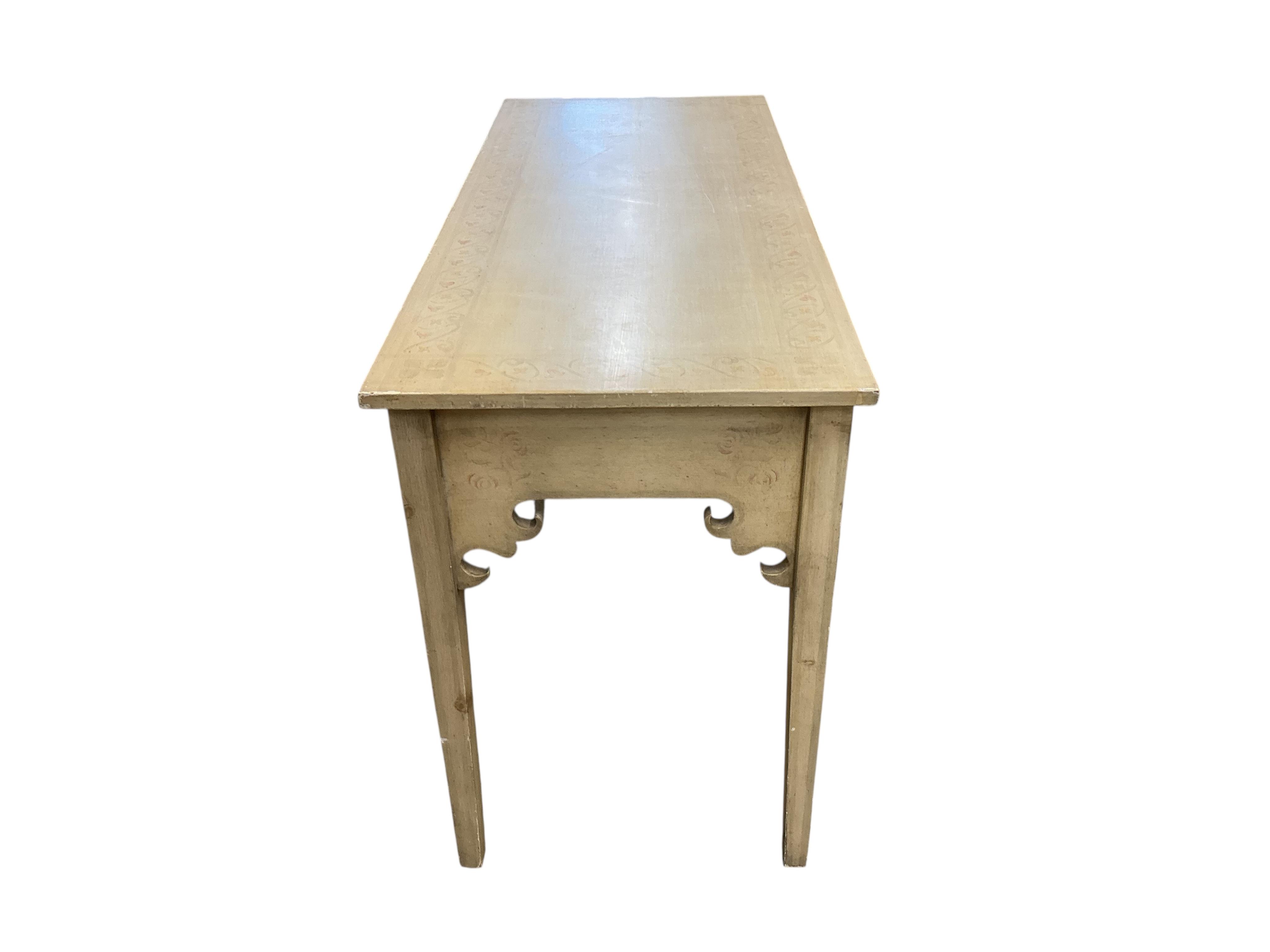 A Regency style rectangular painted console table, width 124cm, depth 51cm, height 73cm.